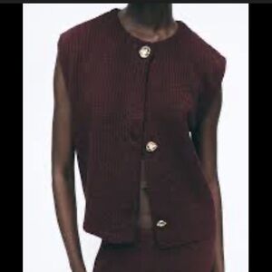 Zara Cropped Button Up Sleeveless Vest